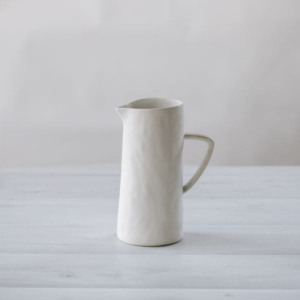 Flax Jug w Handle h24cm - White