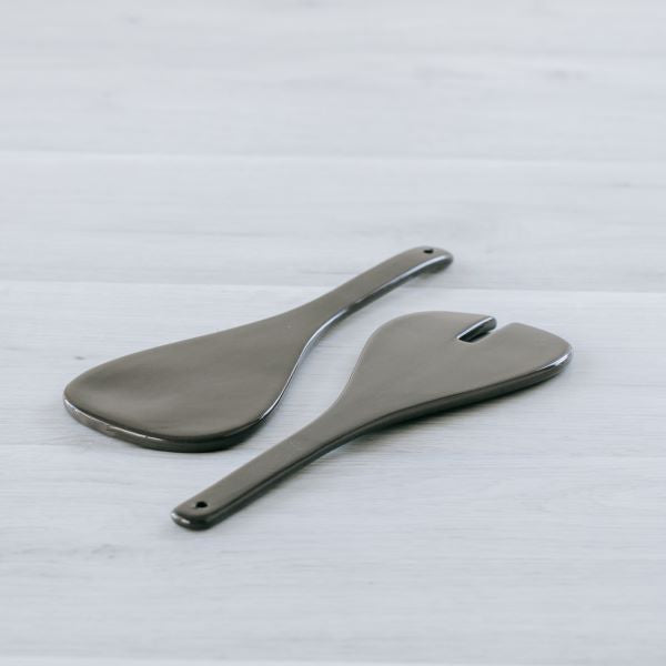 Flax Salad Servers Charcoal